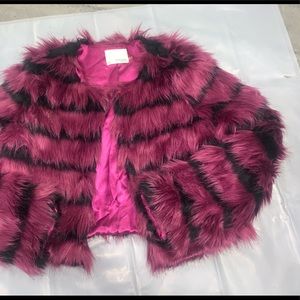 Faux fur pink / black fur